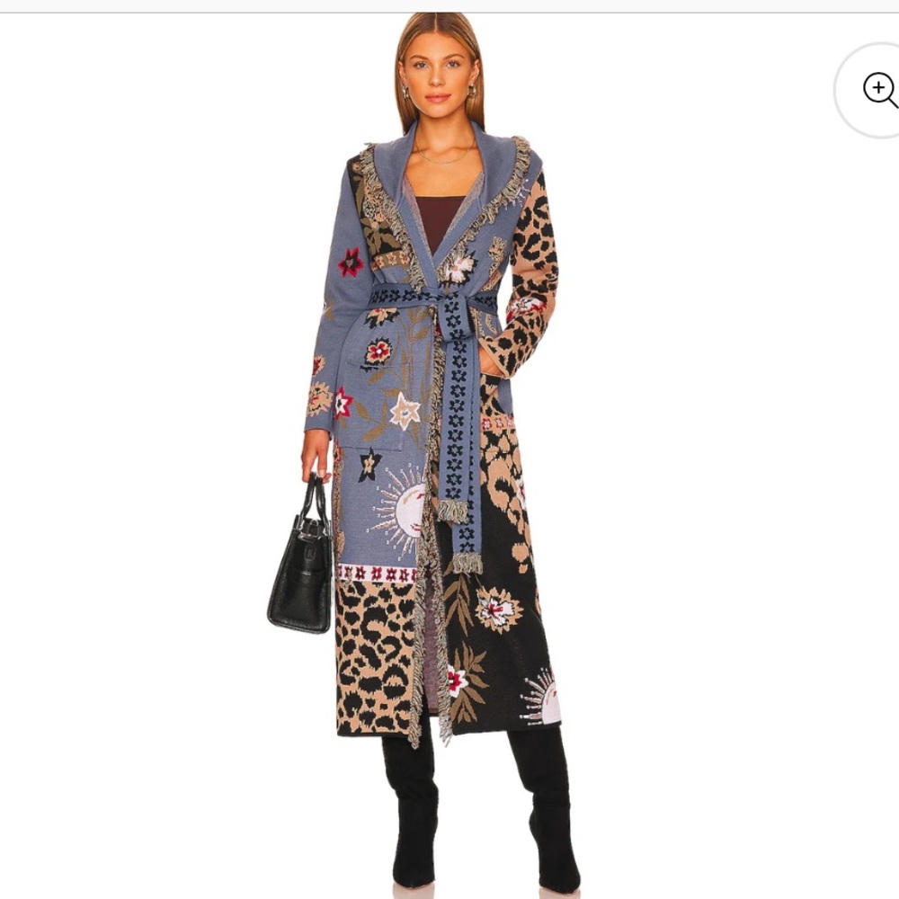 Hayley Menzies Enchanted Leopard Jacquard Duster Multicolor Patterned size small